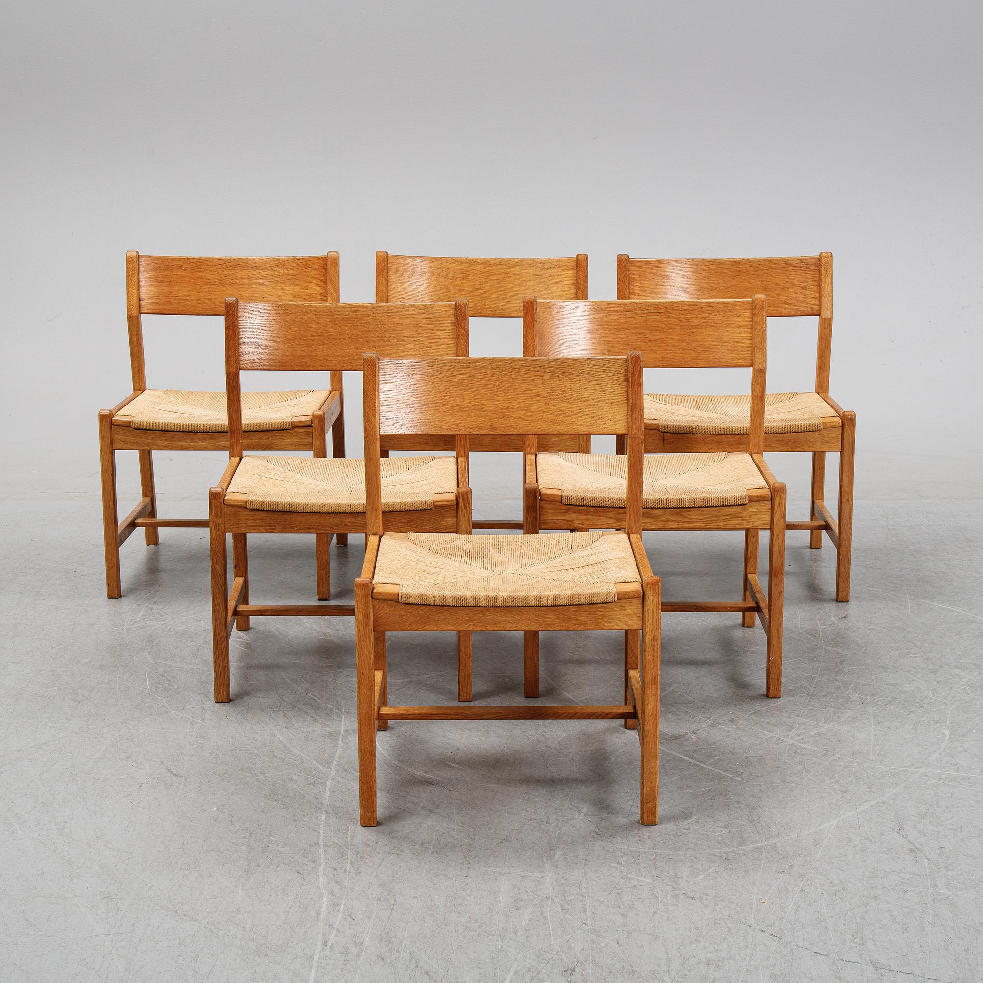 Six oak chairs by Børge Mogensen, C.M. Madsens Fabriker, Denmark.