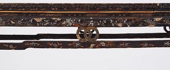 A  Chinese black lacquered altar table with mother of pearl inlay, 17th /18th Century.