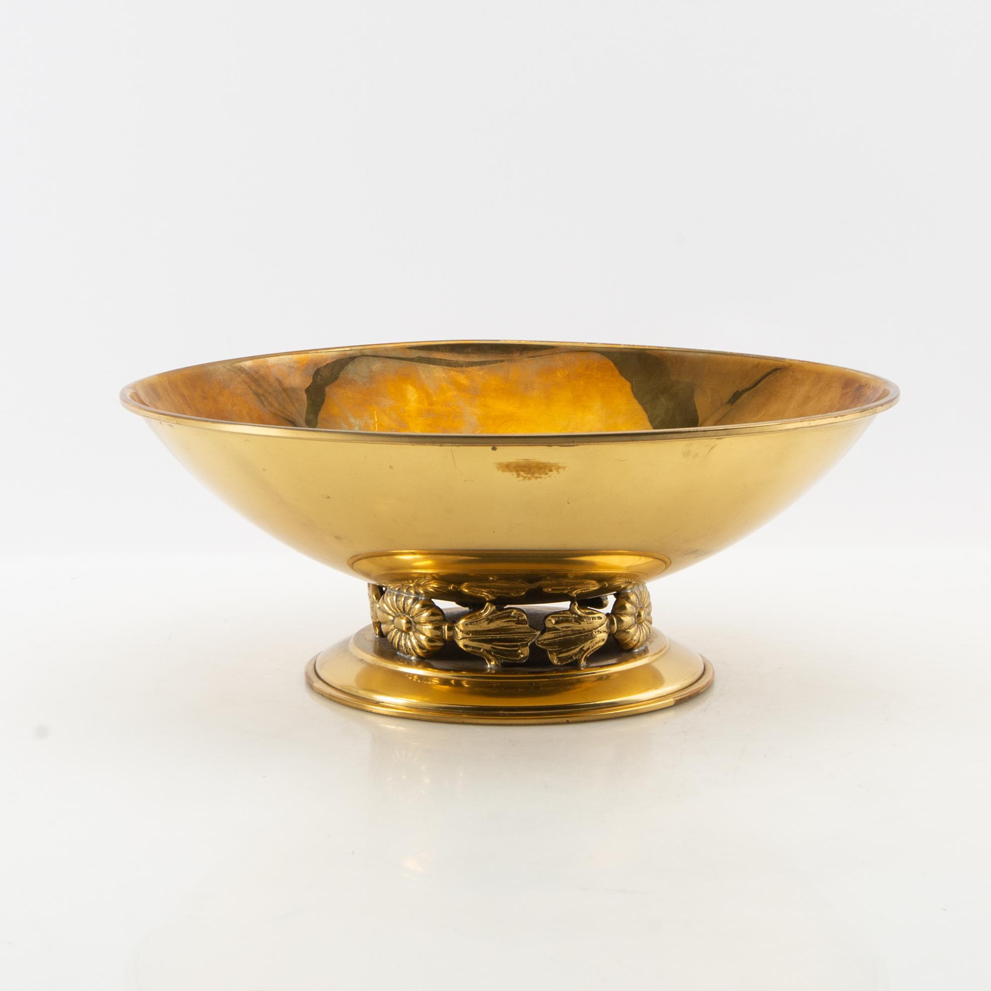 Bowl on foot "The Royal Bowl" Ystad Metall mid-20th century brass.