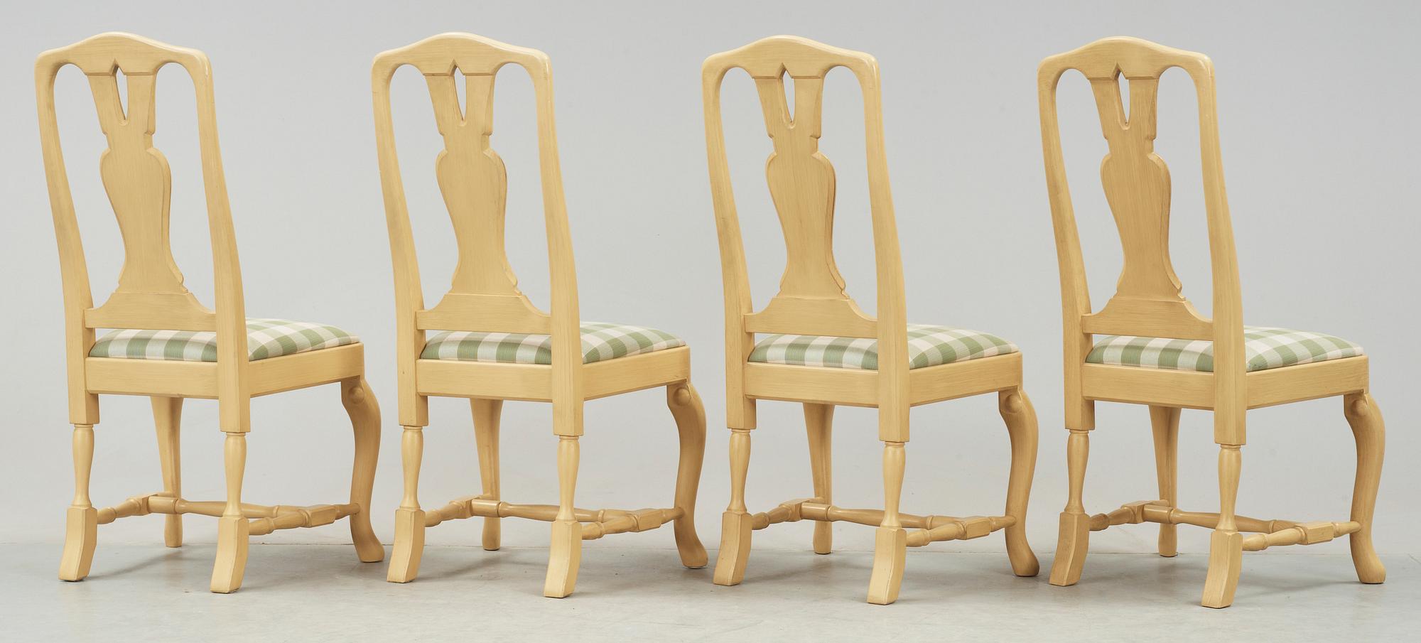 STOLAR, 4 st, barockstil, "Barock enkel", KA Roos, Helsingborg, 1900-talets mitt.