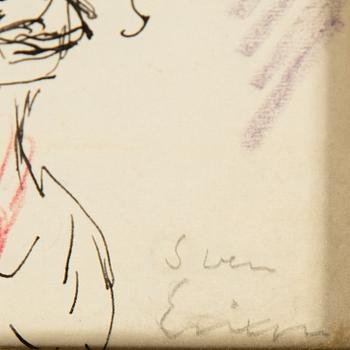 Sven X:et Erixson, mixed media, signed and dated -54.