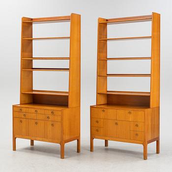 A pair of elm wood book cases attributed to Peter Bramberg, mid 20th Century.
