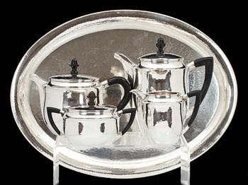 KAFFESERVIS, 5 delar, silver 800/1000, utländska stämplar. 2518 g.