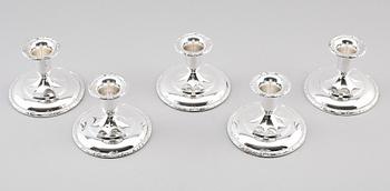 LJUSSTAKAR, 5 st, silver, Norge, 1900-talets andra hälft.