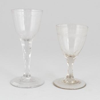 A set of ten glasses, ca 1800.