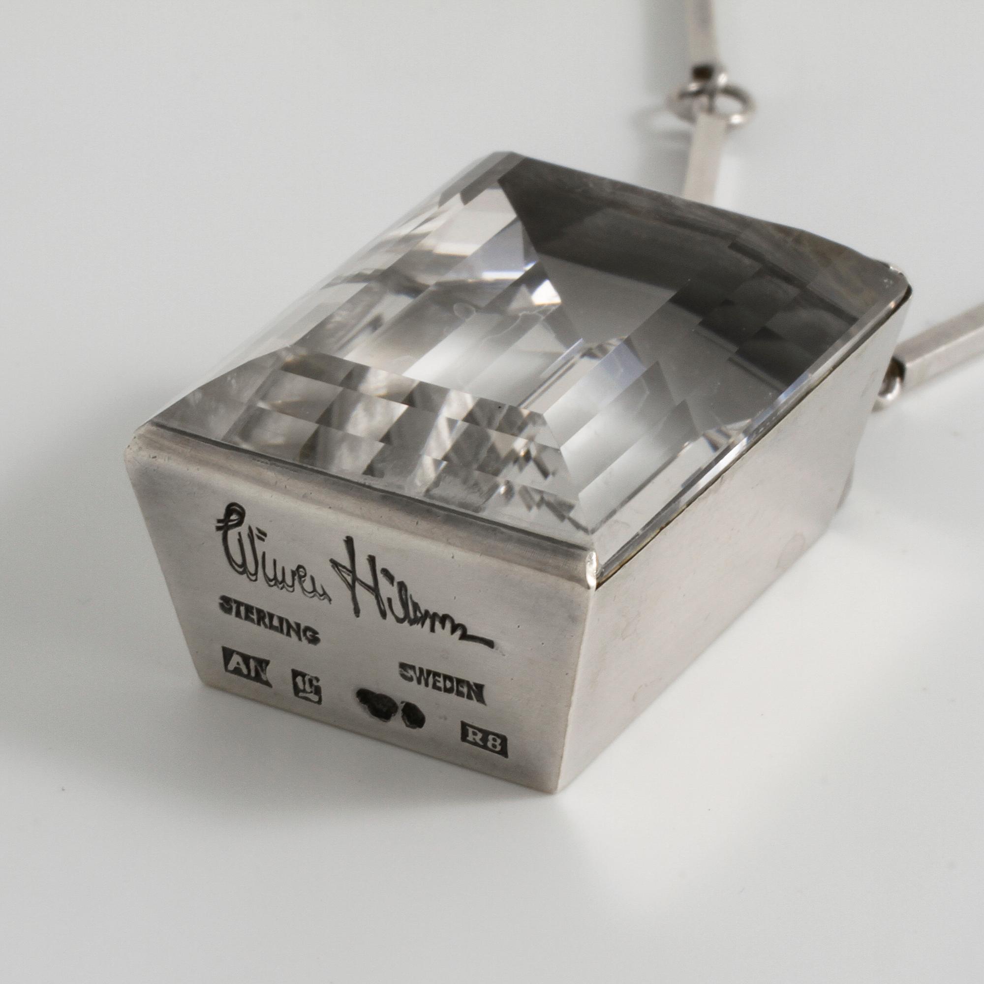 WIWEN NILSSON, Lund, 1943, hänge med fasettslipad bergkristall.