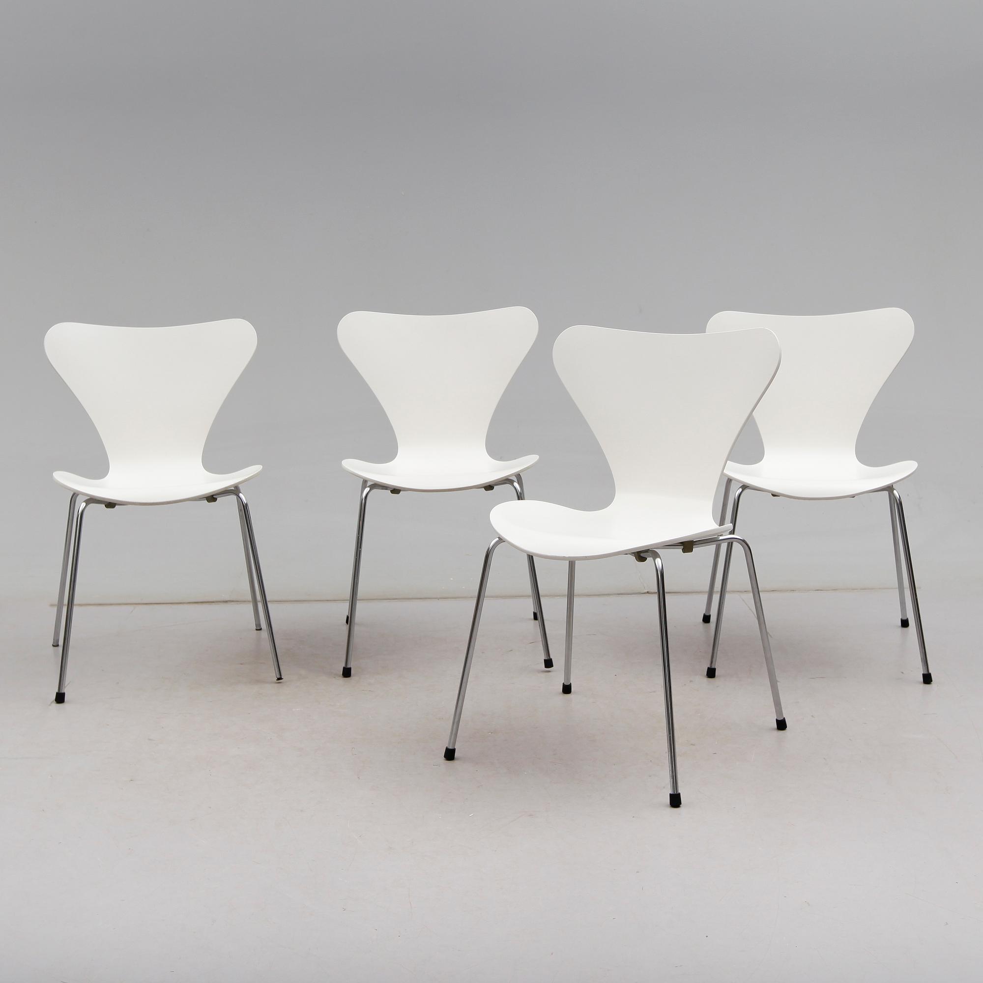 STOLAR, 4 st, "Sjuan", Arne Jacobsen, Fritz Hansen, Danmark 1976.