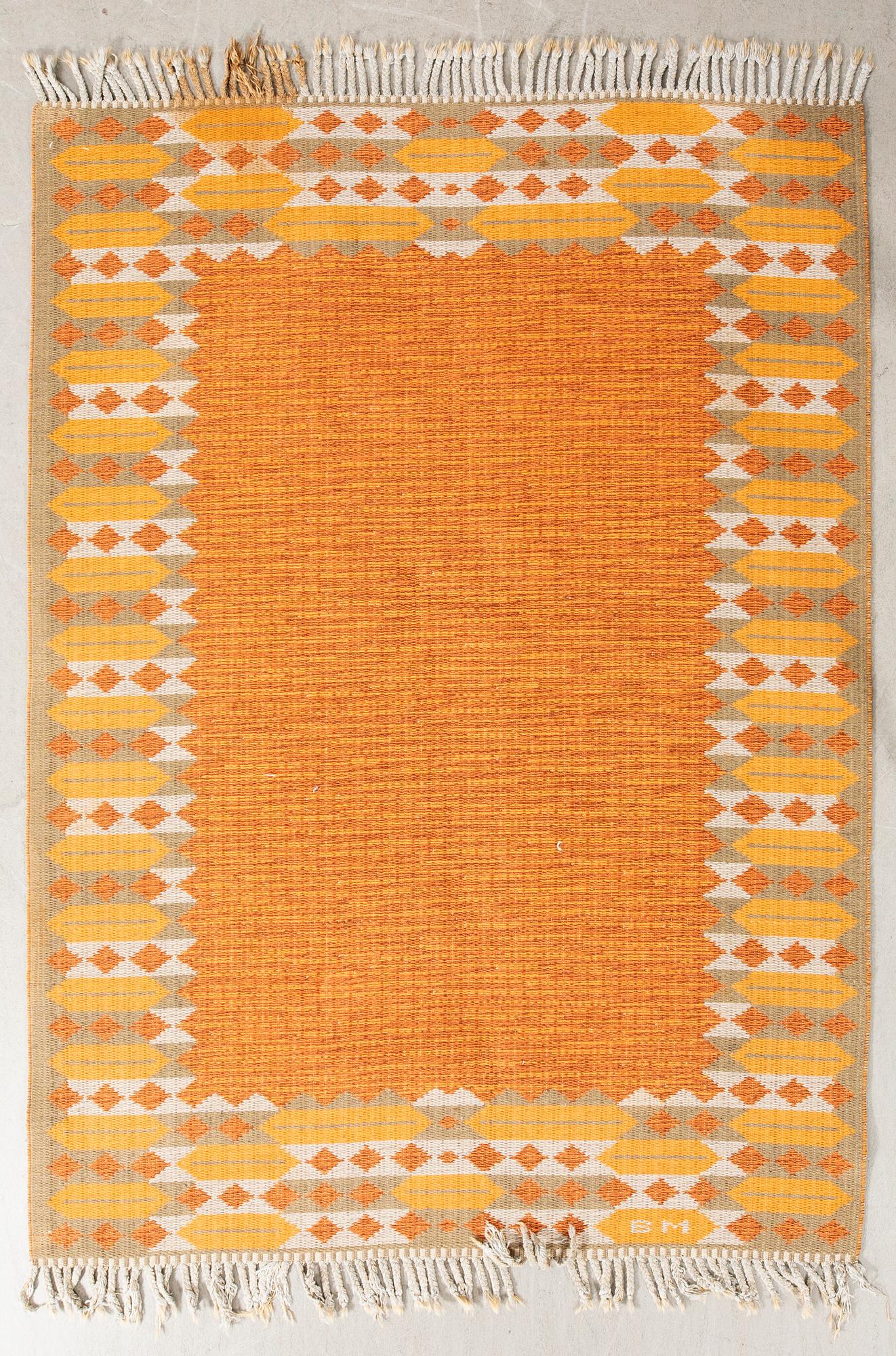 Rölakan rug signed BM, approximately 186x140 cm.
