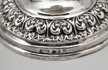 LJUSSTAKAR, 2 par, silver, senempire, D.Hermansson & Co resp otydl mästarstämpel, Stockholm 1842 res 1851.