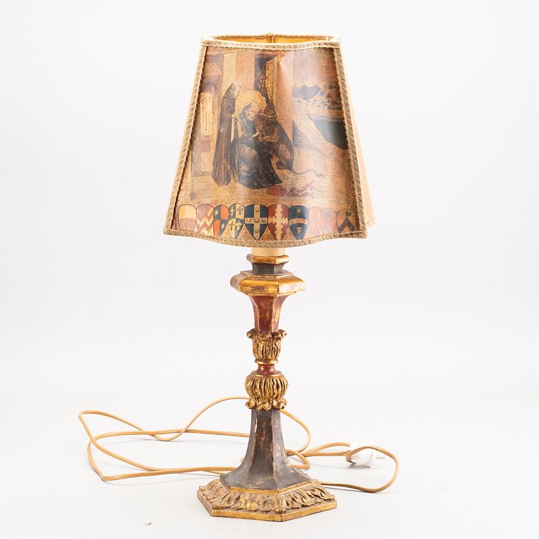 A wood table lamp from Paoletti, Firneze Italy, mid 20th century.