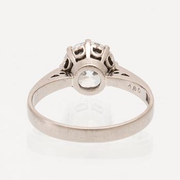 Diamant samt ring 18K vitguld med syntetisk sten G Kaplan Stockholm 1965.