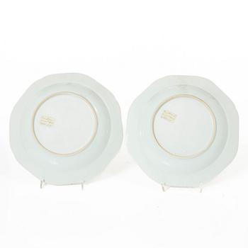 Five porcelain plates, China, Qing dynasty, Qianlong 1736-95.