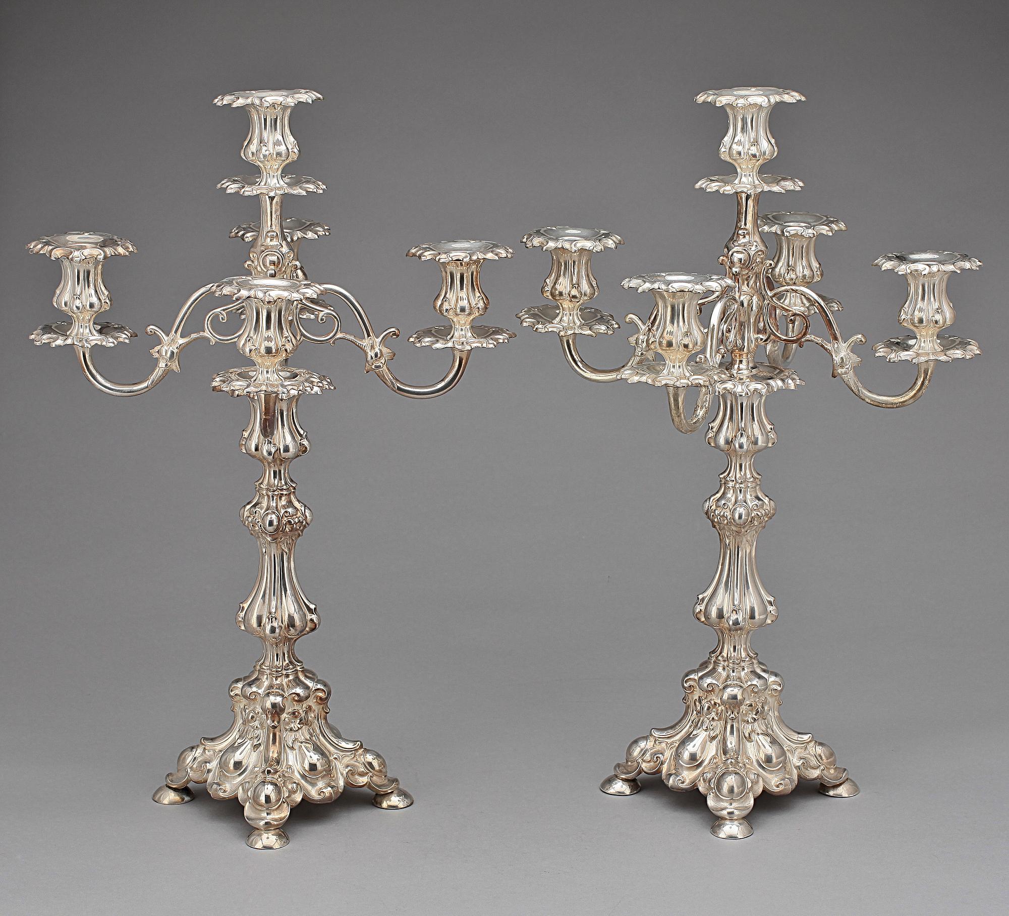KANDELABRAR, ett par, nysilver, Henninger & Co, Tyskland,  1900-talets första hälft/mitt.