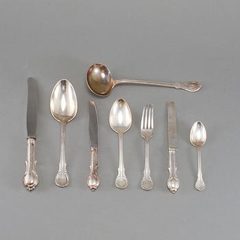 BESTICKSERVIS, 89 delar, silver och stål, 1900-talets första hälft, total vikt 4960 g.