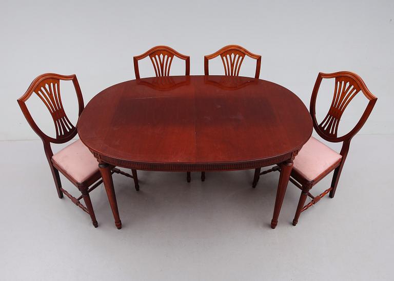 MATGRUPP, 5 delar, gustaviansk stil, 1900-talets andra hälft.