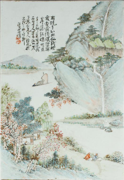 PLAKETT, porslin, Kina, 1900-tal.