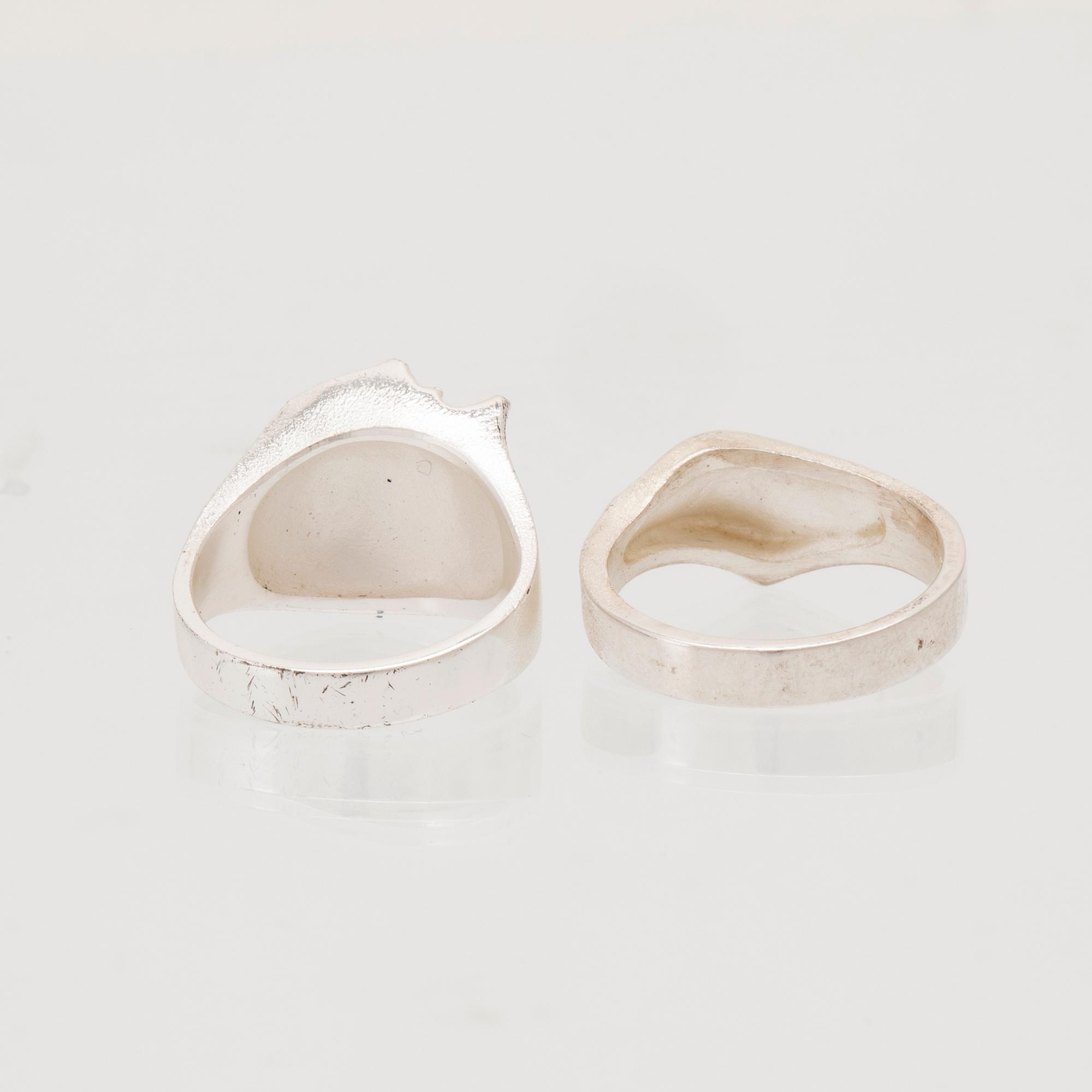 Björn Weckström, ringar 2 st silver "Sung" samt "Khimaira", Lapponia Finland 1988.