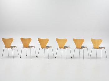 Arne Jacobsen, stolar, 6 st, "Sjuan", Fritz Hansen, Danmark.