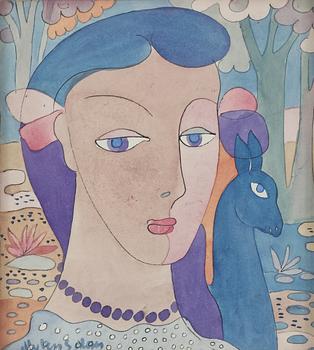 ALY BEN SALEM, gouache, signerad.