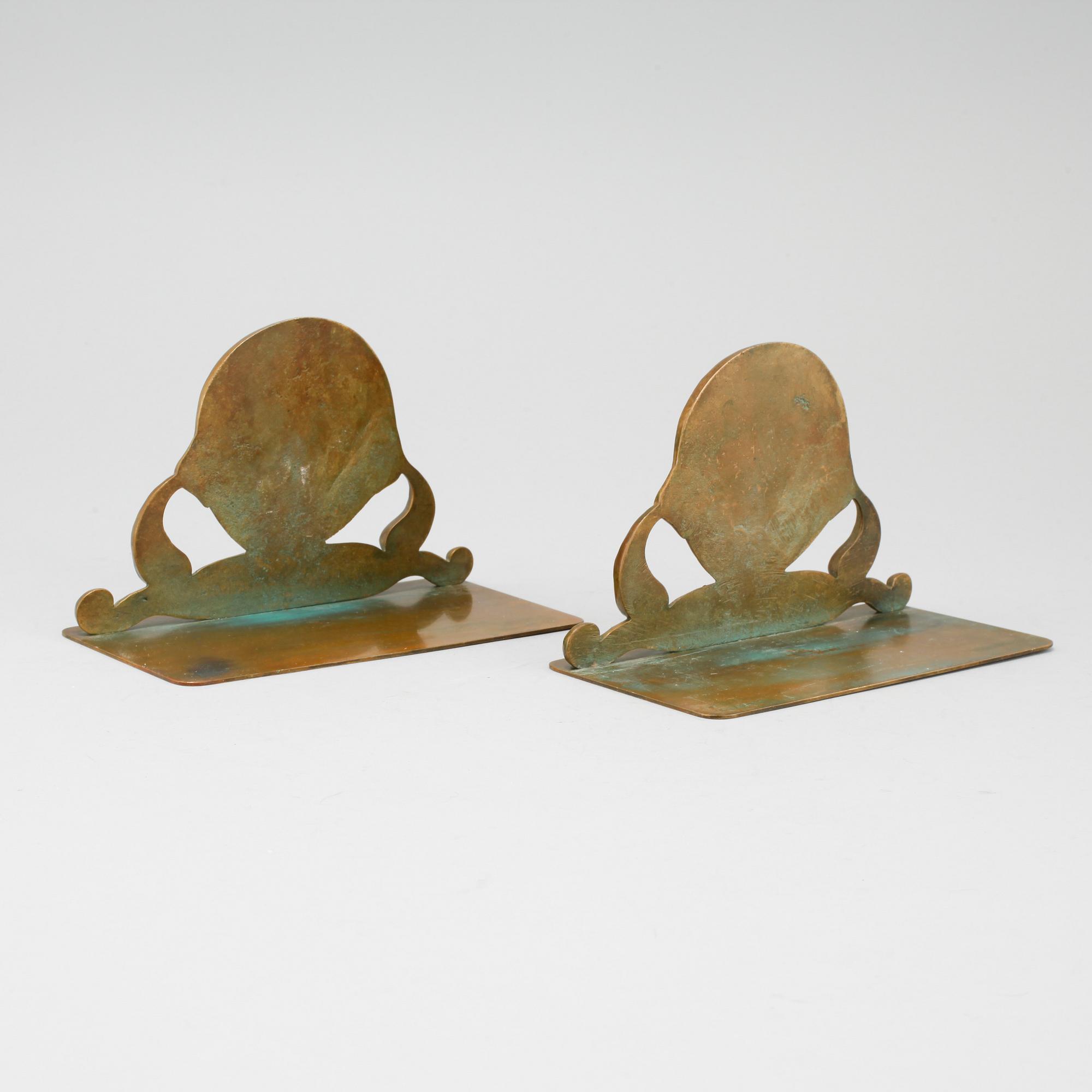 A pair of bronze bookends from Ystad Brons, first half fo the 20th century.