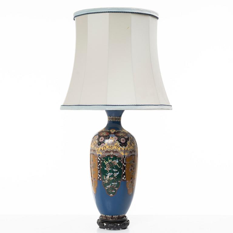 A cloisonné vase turned table lamp, Japan, Meiji (1868-1912).