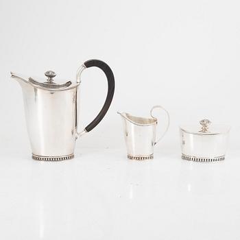 A 3-piece Swedish silver coffee service, mark of GAB, Stockholm 1955-56.