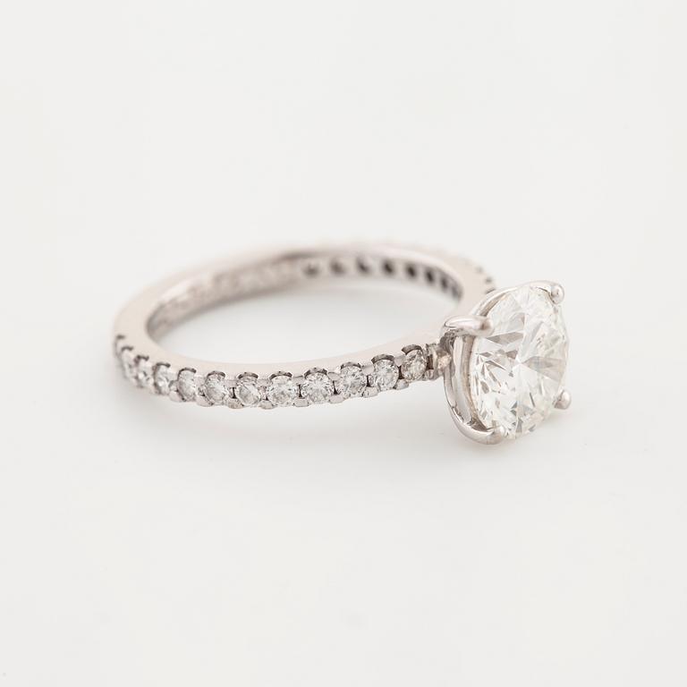A brilliant cut diamond ring.