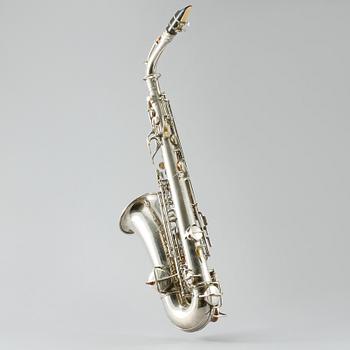 SAXOFON, vitmetall, C.G. Conn Ltd, USA, 1900-tal.