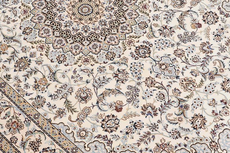 A part silk Nain carpet, so called 6 LAA, signed Akhavan, c 240 x 154 cm.