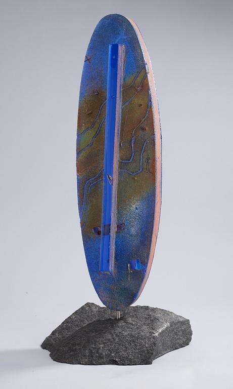 A Bertil Vallien sand-cast sculpture on a diabase base, Kosta Boda, Sweden 1998.