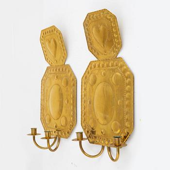Candle plates, a pair, Baroque style, mid-20th century.