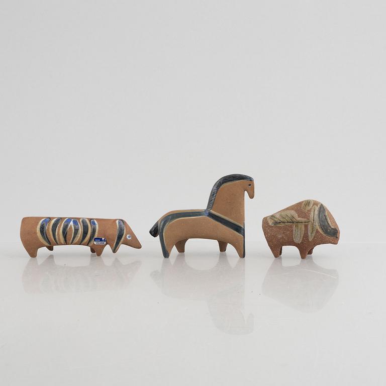 Lisa Larson, figuriner, 9 st, stengods, bl.a. ur serien "Lilla Zoo", Gustavsberg.