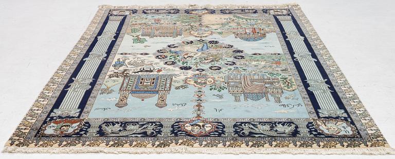 Matta, figural Täbriz, ca 275 x 178 cm.