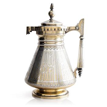 325. Vinkanna, silver, oidentifierad mästarstämpel WA, kontrollmästare Ivan Vonifatiyevich Yevstigneyev, S:t Petersburg 1879.