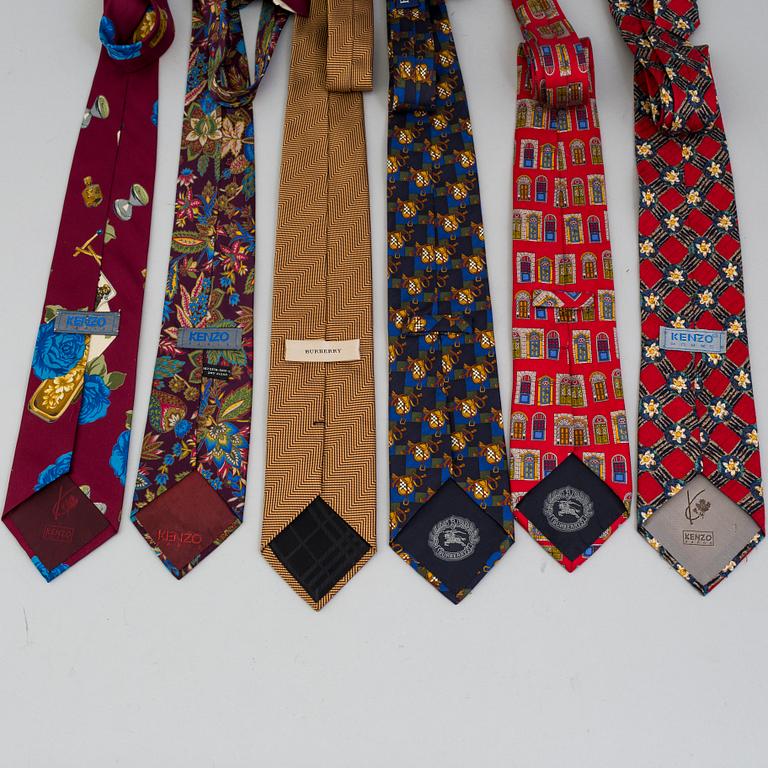 A set of 3+3 silk ties by  KENZO och BURBERRY.