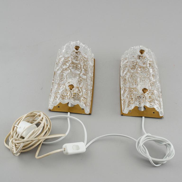 A pair of wall lamps by Carl Fagerlund for Orrefors, second half of the 20th century.