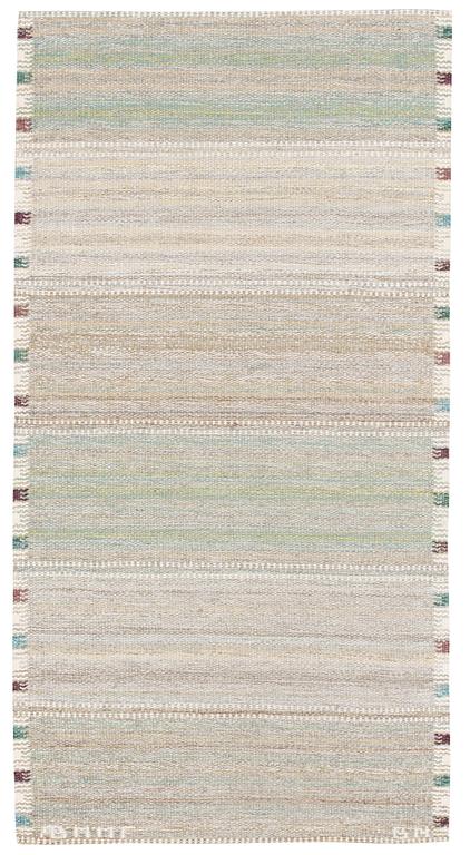 RUG. A variation of the pattern "Falurutan" (possibly: blond E). Flat weave (Rölakan). 143,5 x 75 cm. Signed AB MMF BN.