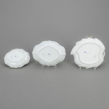 SKÅLFAT, porslin, 3 st, Meissen, 1800/1900-tal.