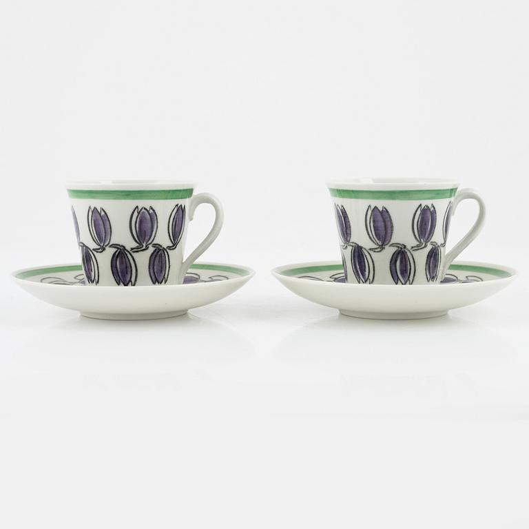 Kaffekoppar med fat, 2st, porslin, "Delila", Upsala Ekeby Gefle.