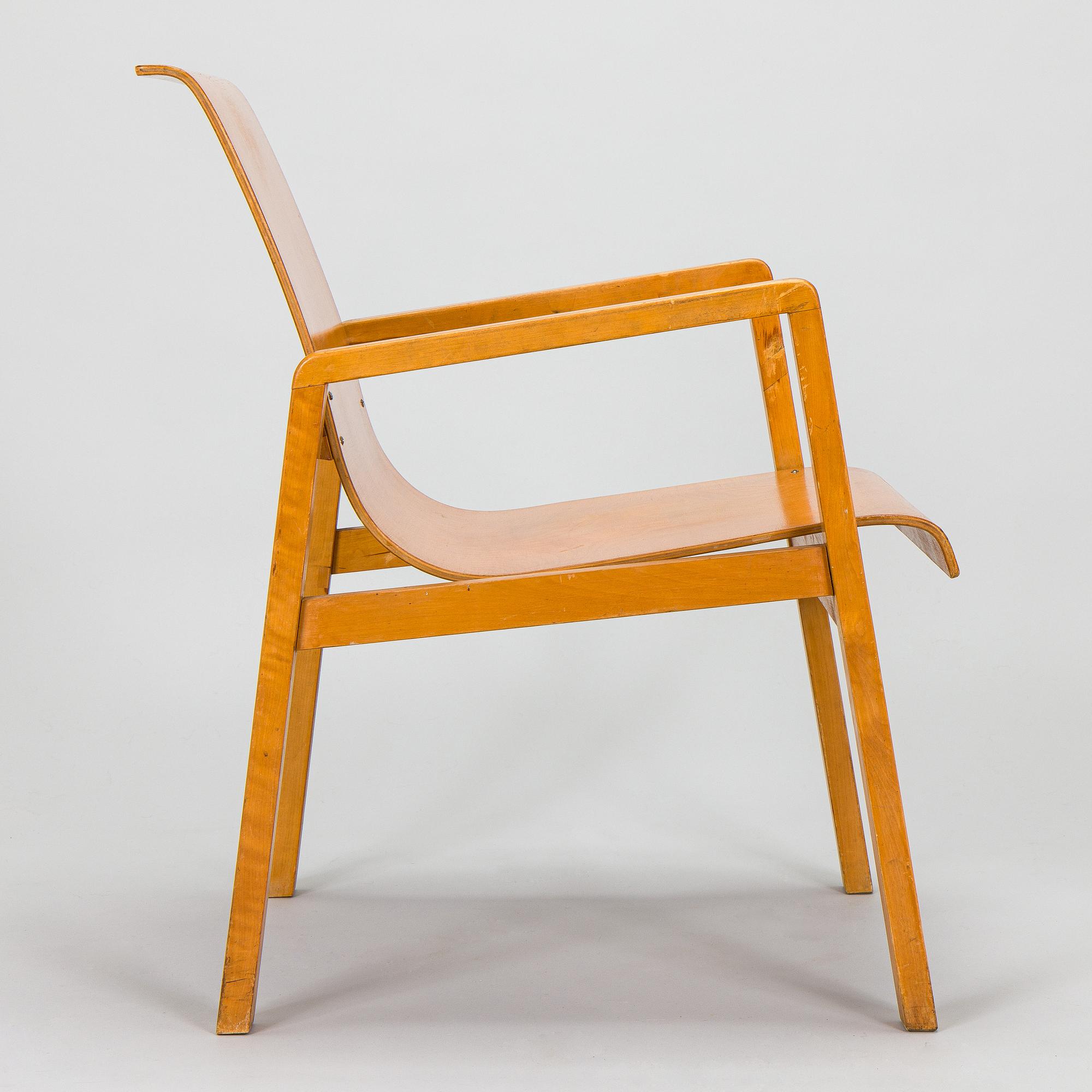Alvar Aalto, karmstol, modell 51, för OY Huonekalu- ja Rakennustyötehdas A.B. Finland 1930-tal.