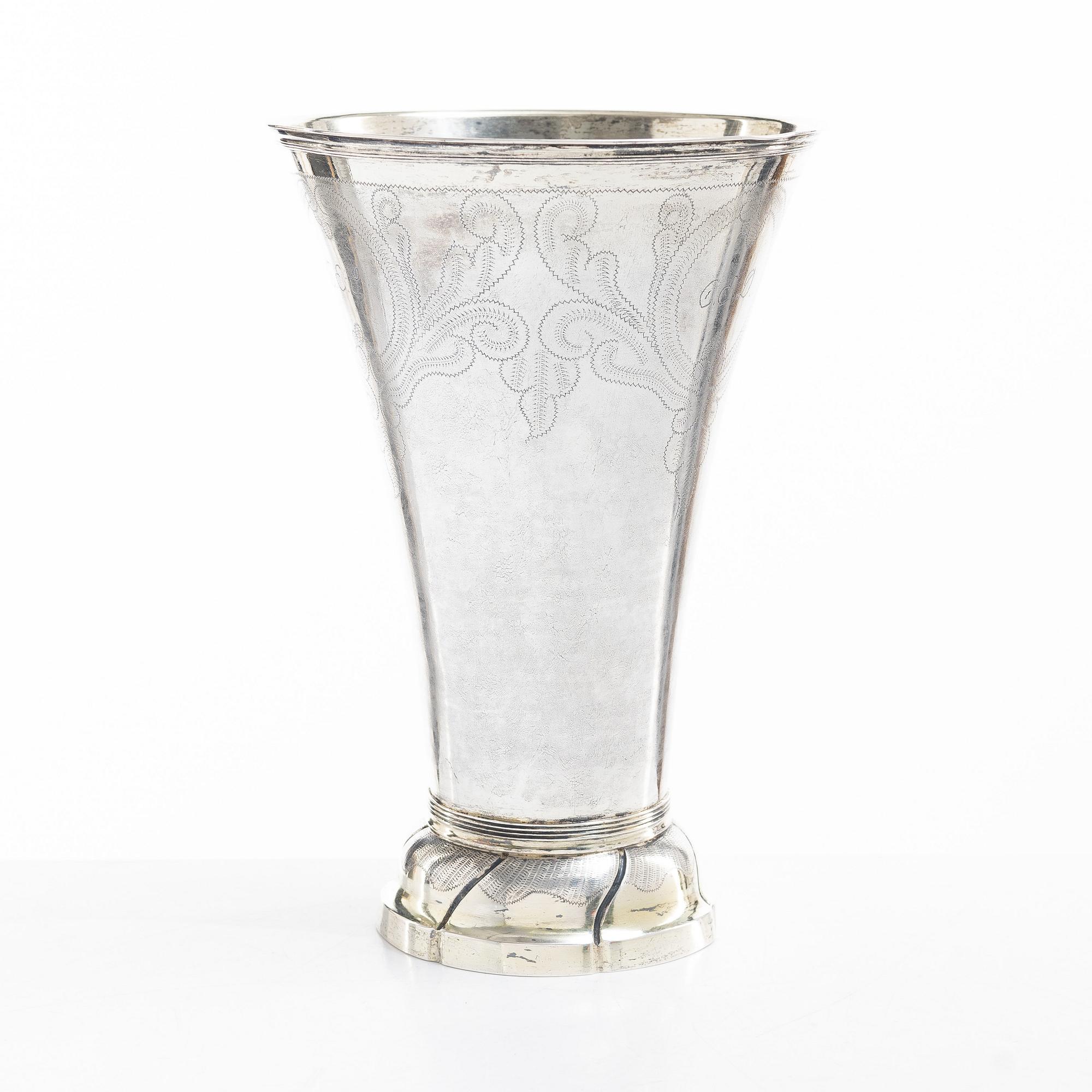 A Swedish early 19th century parcel-gilt silver beaker, mark of Olof Hellbom, Stockholm 1810.