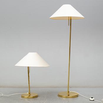 A brass table- and floor lamp by Hans-Agne Jakobsson, Markaryd, second half of the 20th century.