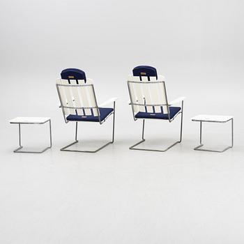 Sun chairs with footstool, a pair, "A3", Grythyttan Stålmöbler, 21st century.