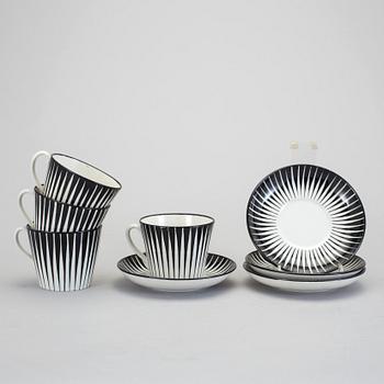 EUGEN TROST, koppar med fat, 4 st, "Zebra", Gefle, 1955-67.