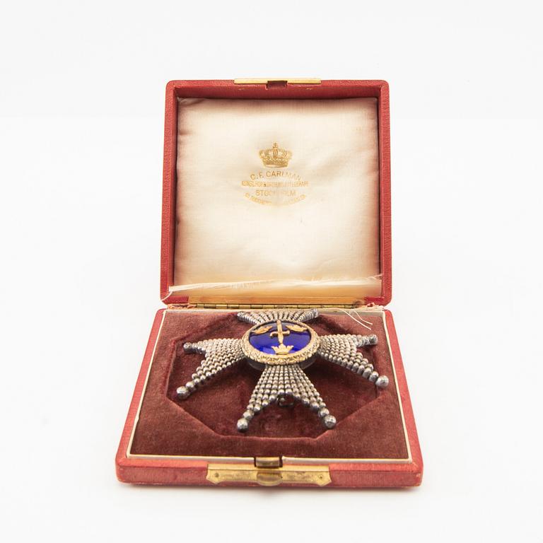 Order of the Sword, Commander's badge, silver, gold and enamel, C. F. Carlman.