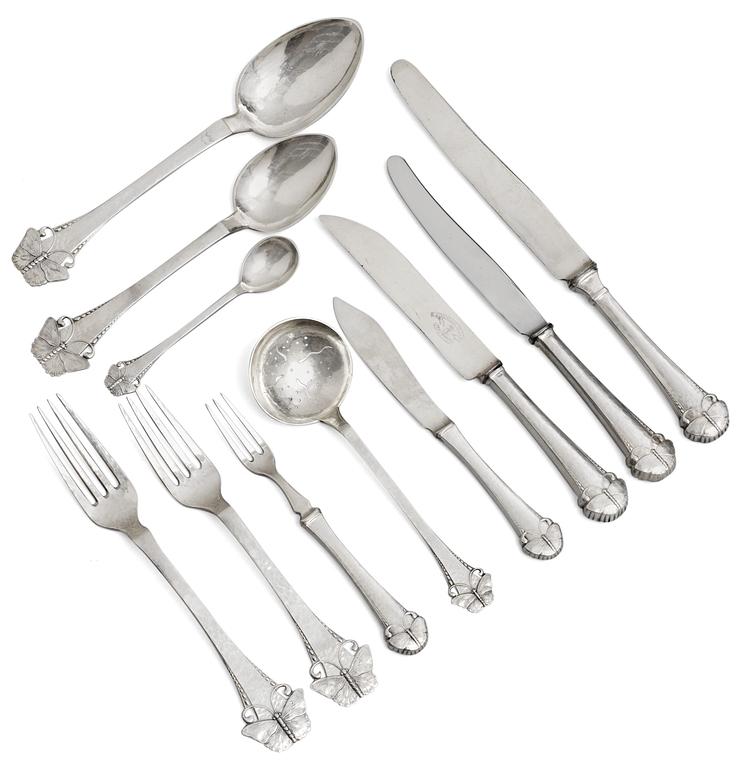 BESTICKUPPSÄTTNING, 46 delar, silver, jugend 1919.