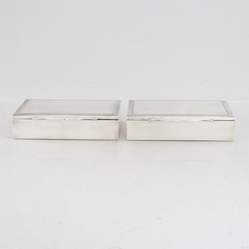 Two silver 830 cigarette cases, Swedish import marks, MEMA, circa mid-20th century.