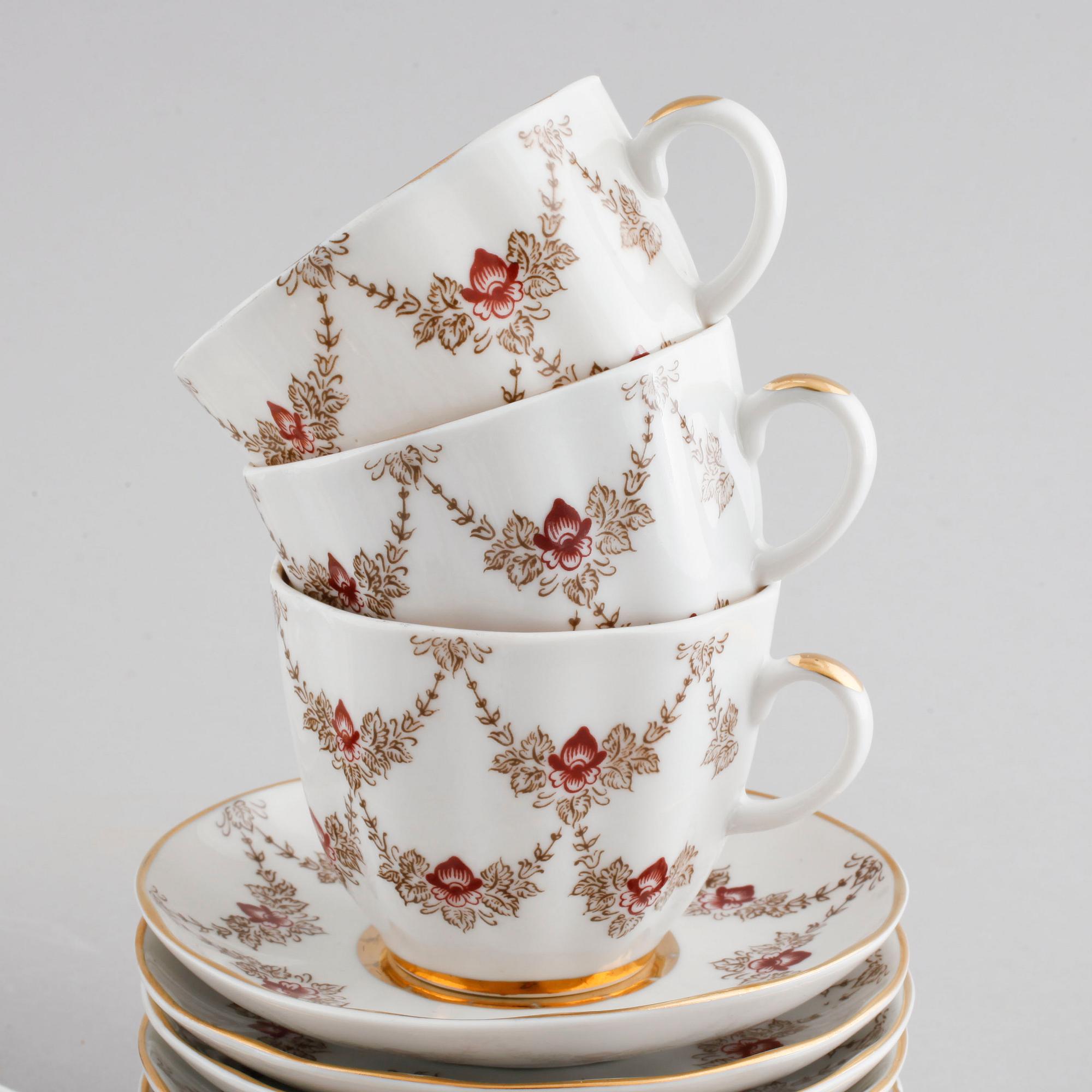 14 pcs tableware by Lomonosov, second half of the 20th century.