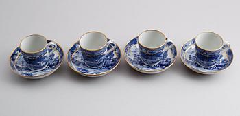KOPPAR MED FAT, 4 st, porslin, Kina, 1700-/1800-tal.