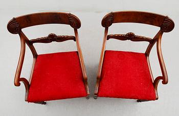 KARMSTOLAR, 1 par, senempire, 1800-talets mitt.